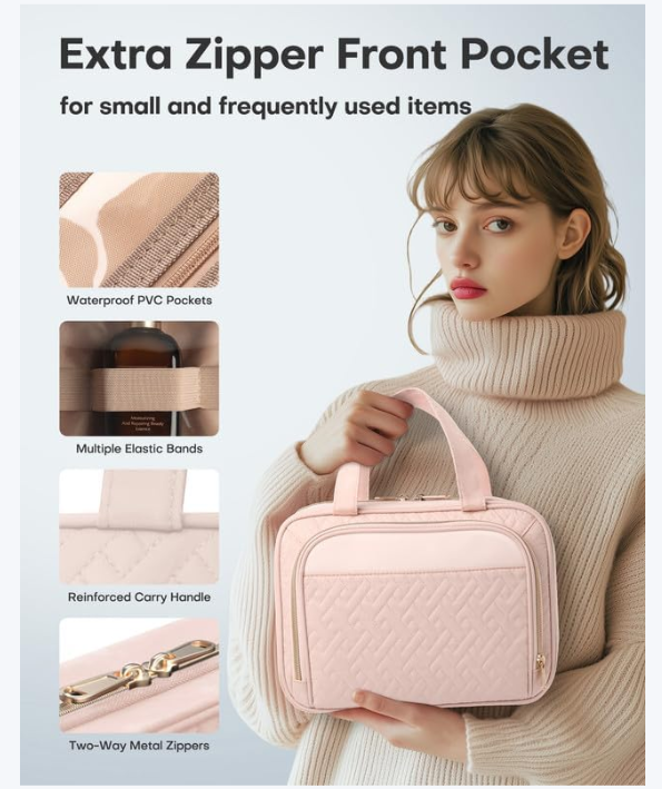 Large Travel Cosmetic Bag with Waterproof Hanging Hook