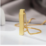 Islamic Gold-Tone Bar Pendant Necklace – Quranic Verse Engraved thumbnail