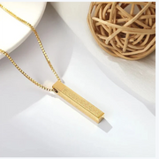 Islamic Gold-Tone Bar Pendant Necklace – Quranic Verse Engraved thumbnail